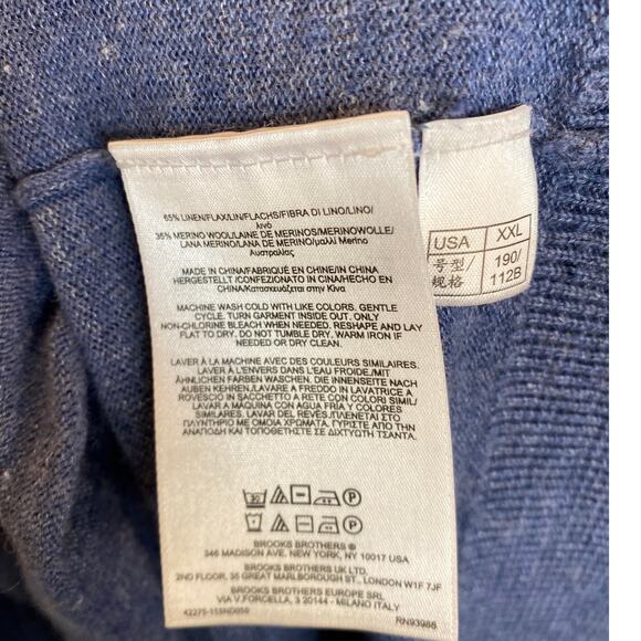 Blue Speckled Brooks Brothers Linen Merino Wool Zip Up XXL - Picture 5 of 8